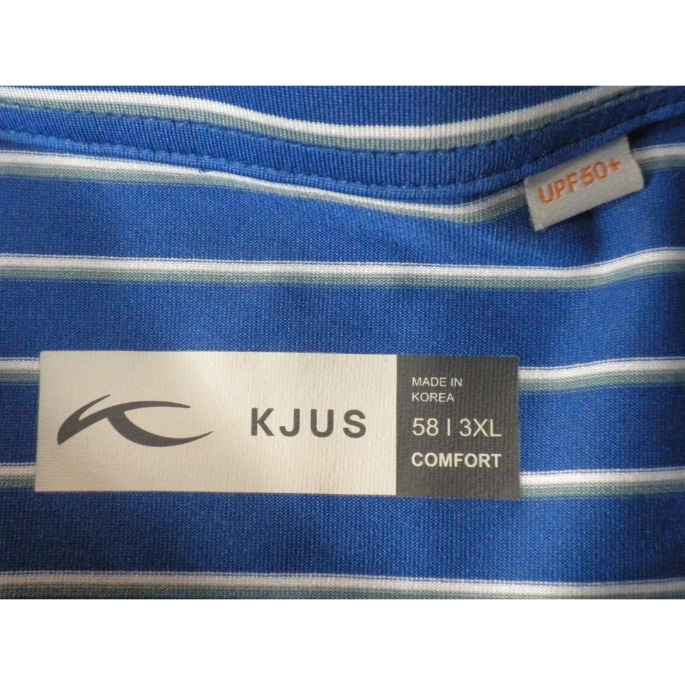 Kjus Polo Shirt Mens 3XL Blue Striped Ravenna Golf Course Nebraska Performance - Picture 6 of 10